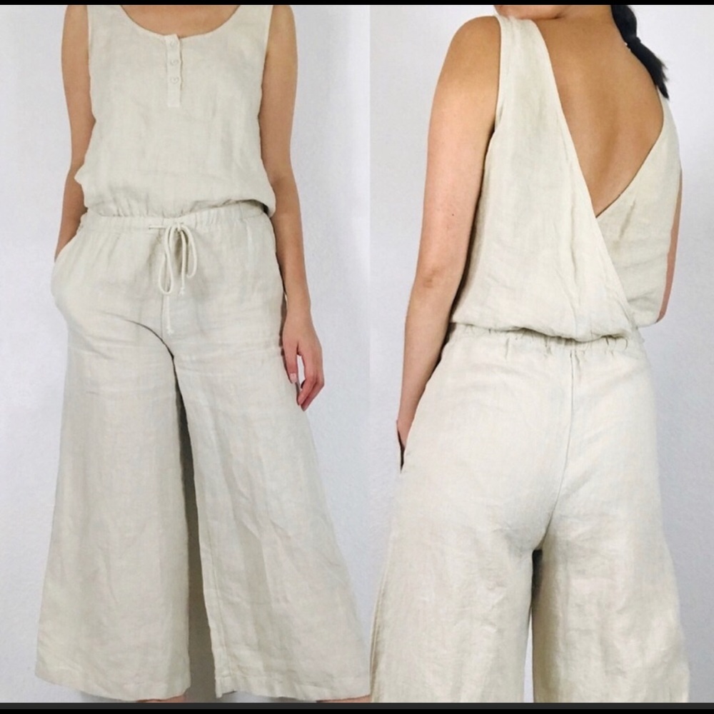 NWOT Cloth & Stone Linen Split Back Jumpsuit Med